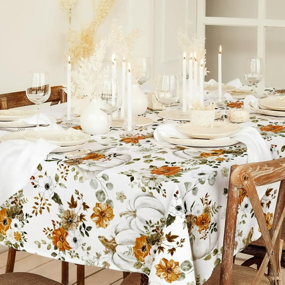 AnyDesign Fall Pumpkin Tablecloth Watercolor Pumpkin Pattern Table Cover 60 x 102 Inch Autumn Rectangle Picnic Table Cloth for Thanksgiving Wedding Holiday Party Supplies Table Decor