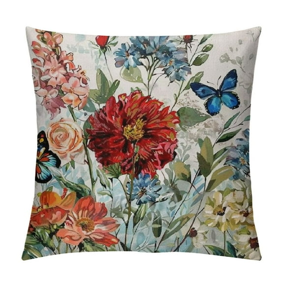 AnyDesign Floral  Pillow Covers Vintage Wildflower Throw Pillow Case  Farmhouse Cushion Cover for Home Office Bed Couch Sofa Car