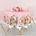 thumbnail image 1 of AnyDesign Pink Christmas Tablecloth Gingerbread House Reindeer Table Cloth Rectangle Table Cover for Xmas Holiday Party Table Decor, 60 x 84 Inch, 1 of 6