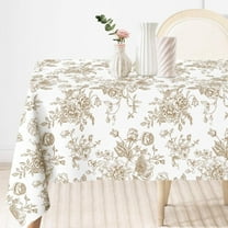 AnyDesign Tan Floral Tablecloth Rectangle Wildflower Fabric Table Cloth Washable Floral Table Cover for Picnic Dinner Table Decoration, 60 x 102 Inch