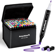 AnyMark Alcohol Markers, 120 Colors Dual Tip Art Coloring Markers Set for Adult Book Drawing Sketching Painting, Chisel & Fine