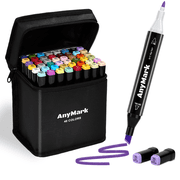 AnyMark Alcohol Markers, 48 Colors Dual Tip Art Coloring Markers Set for Adult Book Drawing Sketching Painting, Chisel & Fine