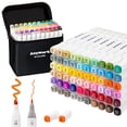 thumbnail image 1 of AnyMark Alcohol Markers, 60 Colors Dual Tip Art Markers Set for Coloring Book Drawing Sketching Painting, Chisel & Fine, 1 of 6