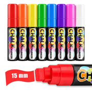 AnyMark Liquid Chalk Markers, 8 Colors, 15mm Jumbo 3-in-1 Tip, Erasable, for Car Windows, Glass