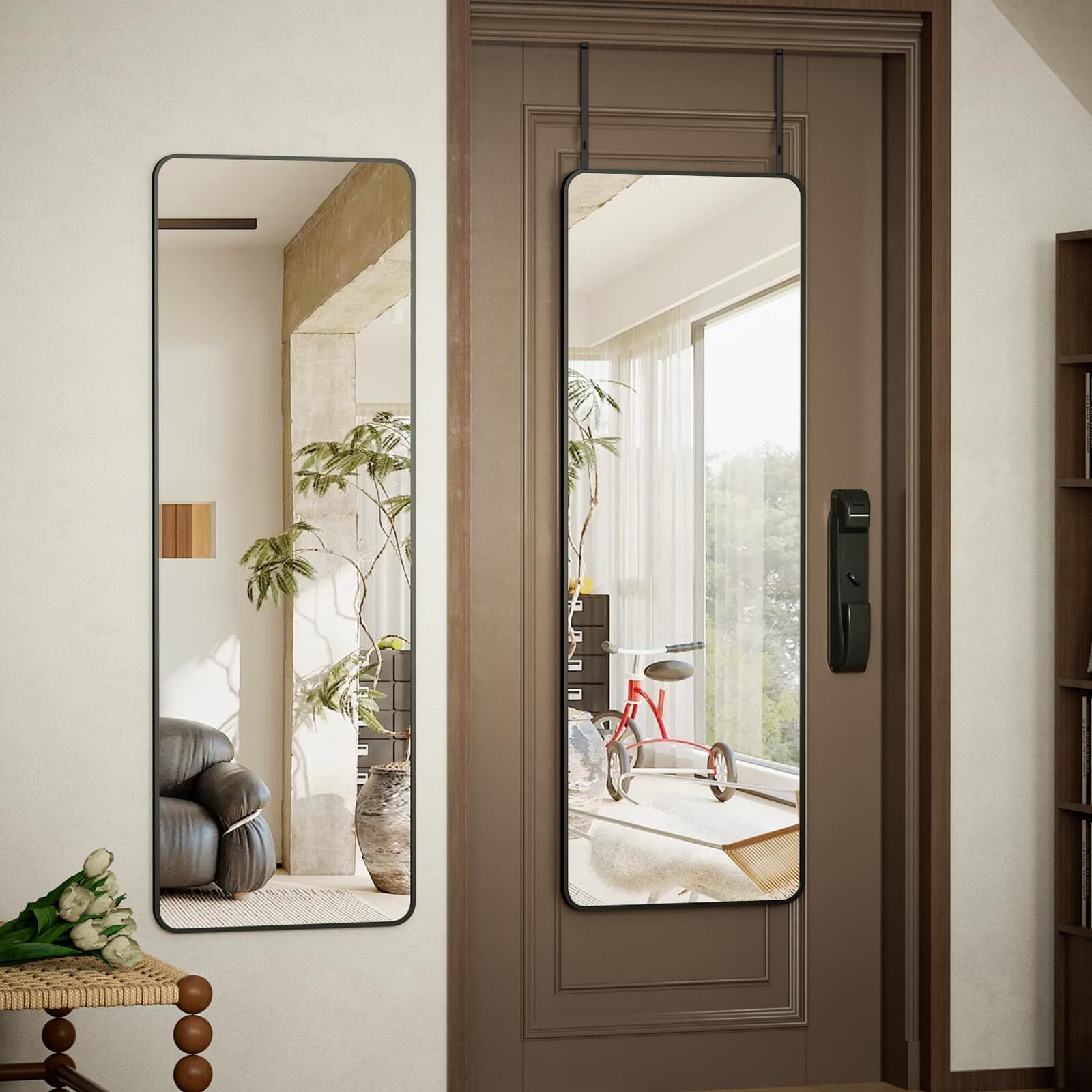 AnyRose Full Length Mirror 14" x 48" Over The Door Mirror, Aluminum