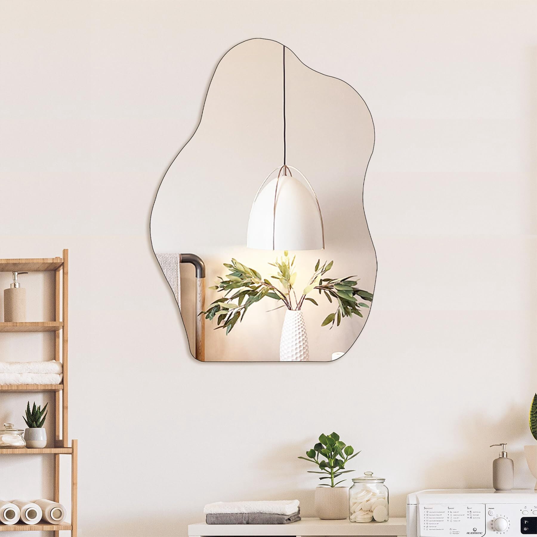 AnyRose Irregular Wall Mirror Asymmetrical Mirror Frameless Mirror for Bathroom Living Room Entryway Bedroom, 20" x 28"