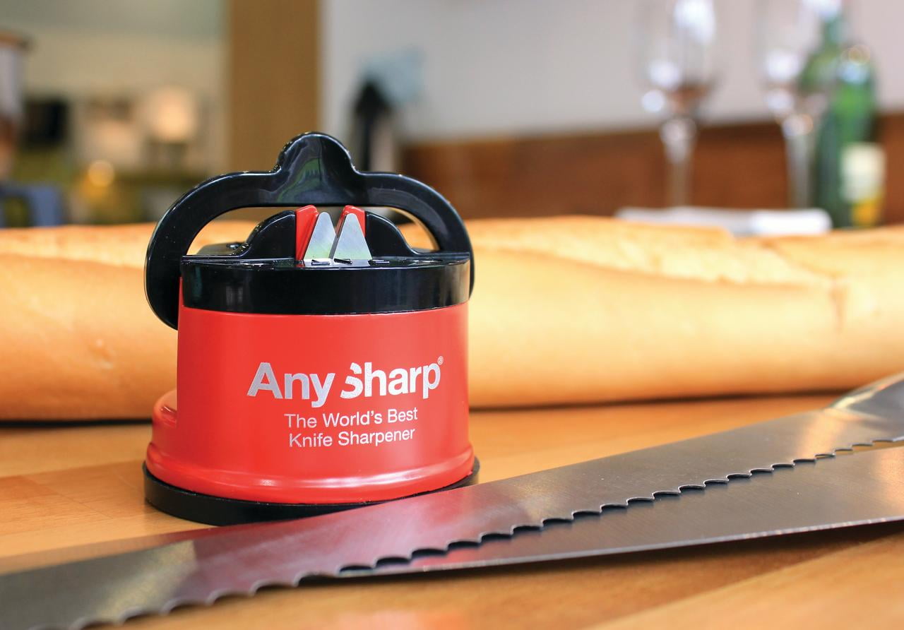AnySharp Pro Safer Hands-Free Knife Sharpener, Pro, Red
