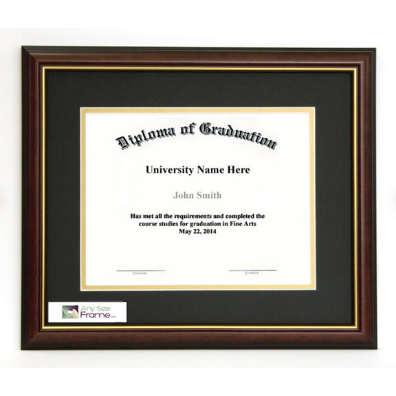 AnySizeFrame 7X9 Mahogany Diploma Frame with Gold Lip