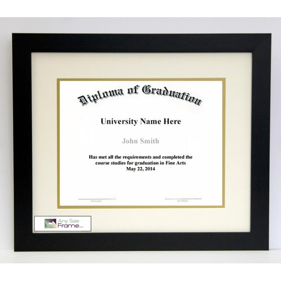 AnySizeFrame 8 1/2 X 11 Wide Satin Black Diploma Frame