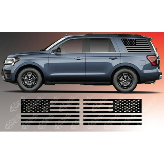 AnyStickerYouWant - American Flag Rear Side Window Vinyl Decal Sticker Set for SUVs Custom Made to Fit and Compatible with Any SUV- Set of Two