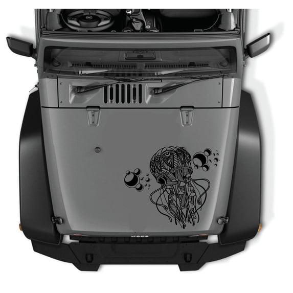 AnyStickerYouWant - Be a Salty Soul Beachy Ocean 22" Jelly Fish Vinyl Sticker Hood Decal - Fits on & Compatible with Jeep Wrangler & Jeep Gladiator