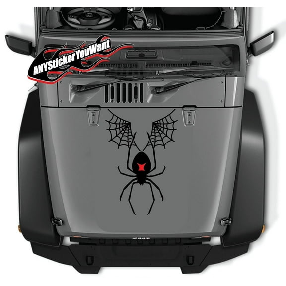 AnyStickerYouWant - Black Widow Vinyl Decal Hood Sticker Compatible with and Fits Jeep Wrangler & Jeep Gladiator