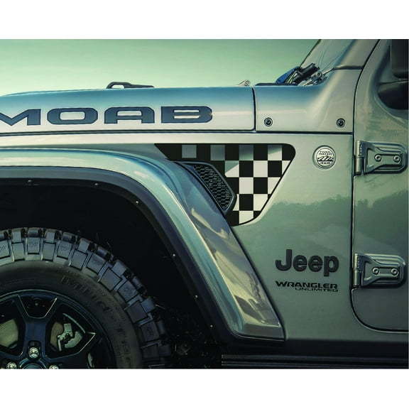 AnyStickerYouWant - Checkered Flag Fender Vent Vinyl Decal Sticker Fits & Compatible with Jeep Wrangler JL/Jeep Gladiator JT 2018+ Rare Checkered Flag Racing Print