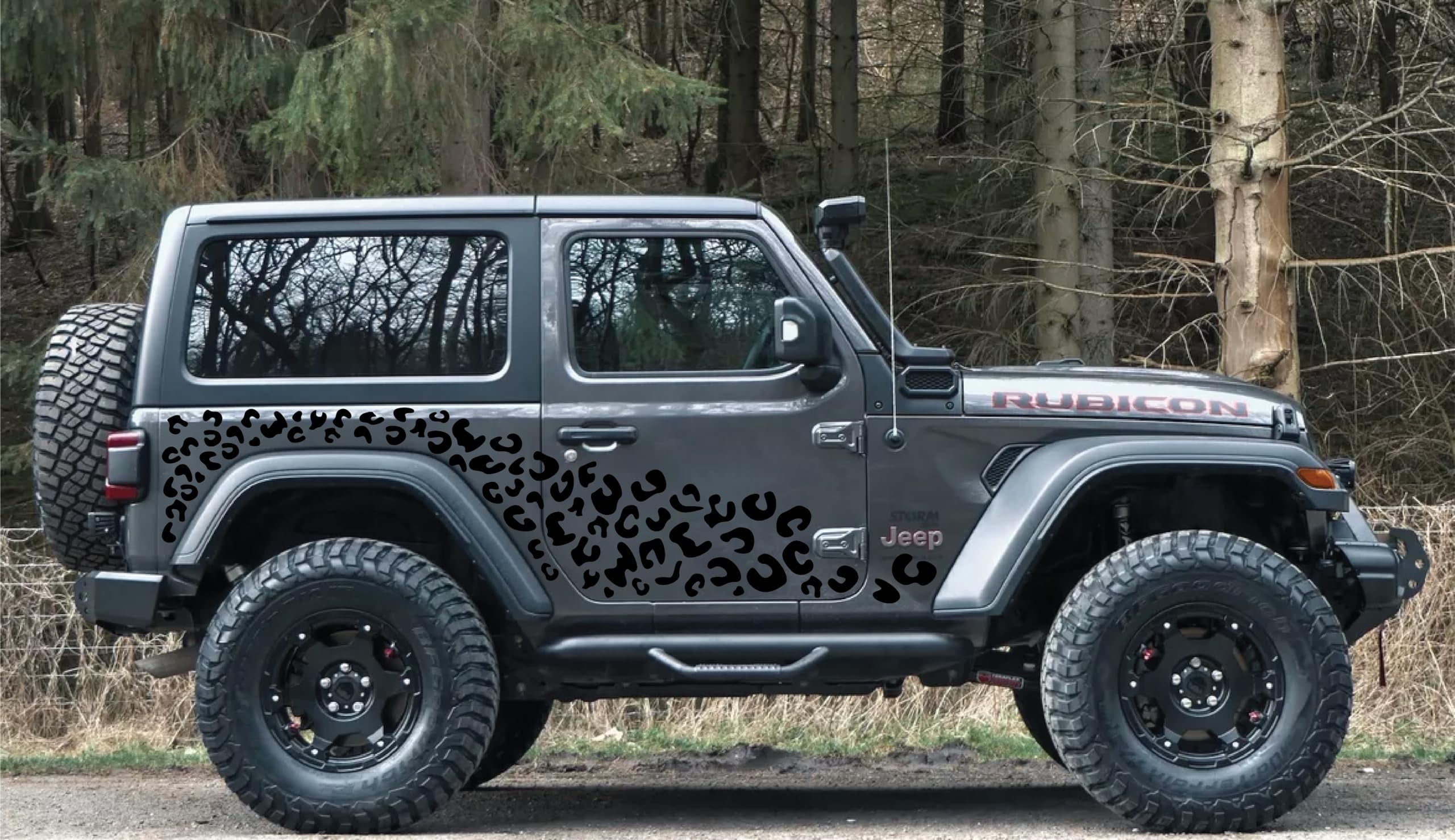 AnyStickerYouWant - Cheetah - Full Side Leopard Print Vinyl Decal Sticker Compatible with and Fits & Compatible with 2 Door Jeep Wrangler - Set of Two
