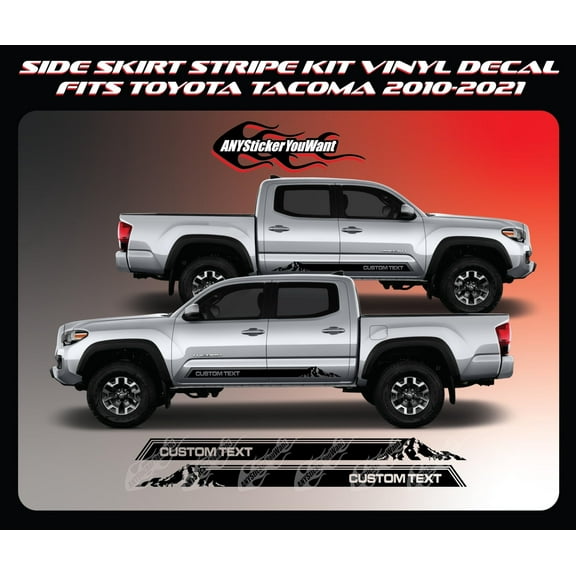 AnyStickerYouWant - Custom Side Skirt Mountains Vinyl Graphic Decal Compatible with and Fits Toyota Tacoma 2010-2021 - Set of Two
