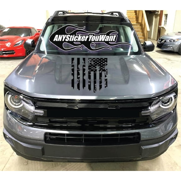 AnyStickerYouWant - Distressed American Flag Vinyl Decal Hood Decal Sticker Compatible with/Replacement for Ford Bronco 2021-2022 Exterior as Accessory