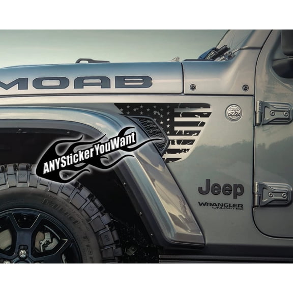 AnyStickerYouWant - Distressed Flag Fender Vent Vinyl Decal Sticker Fits & Compatible with Jeep Wrangler JL/Jeep Gladiator JT 2018+