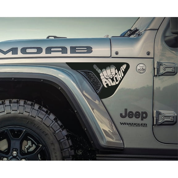 AnyStickerYouWant - Fender Vent Vinyl Decal Sticker Fits & Compatible with Jeep Wrangler JL/Jeep Gladiator JT 2018+ Aloha Waving Hand Print