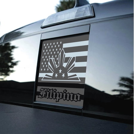 AnyStickerYouWant - Filipino American Flag Vinyl Decal Rear Sliding Window Philippines Mexican Flag Sticker Fits Any Truck or Vehicle 11" X 14.875" Measure Your Window Before Ordering