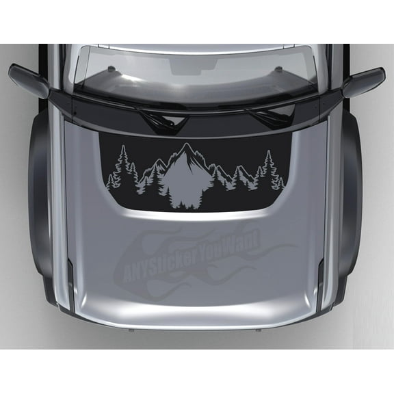 AnyStickerYouWant - Full Blackout Mountain Hood Decal Sticker Scene Fits and Compatible with Ford Bronco
