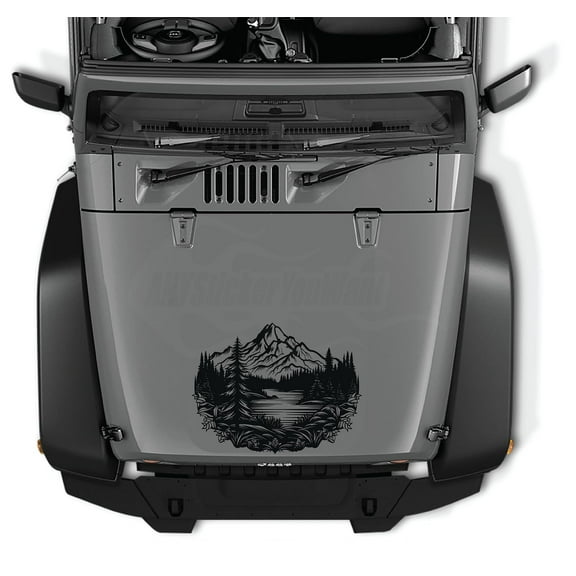 AnyStickerYouWant - Full Hood The Mountains are Calling Forest Scene Vinyl Decal Sticker, 22" Tall Vinyl Hood Decal Fits on & Compatible with Jeep Wrangler and Most Jeep Gladiator