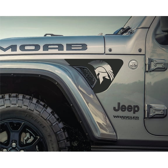 AnyStickerYouWant - Gladiator Helmet Fender Vent 2 Vinyl Decal Sticker Fits & Compatible with Jeep Wrangler JL/Jeep Gladiator JT 2018+ Spartan Helmet 2 Print