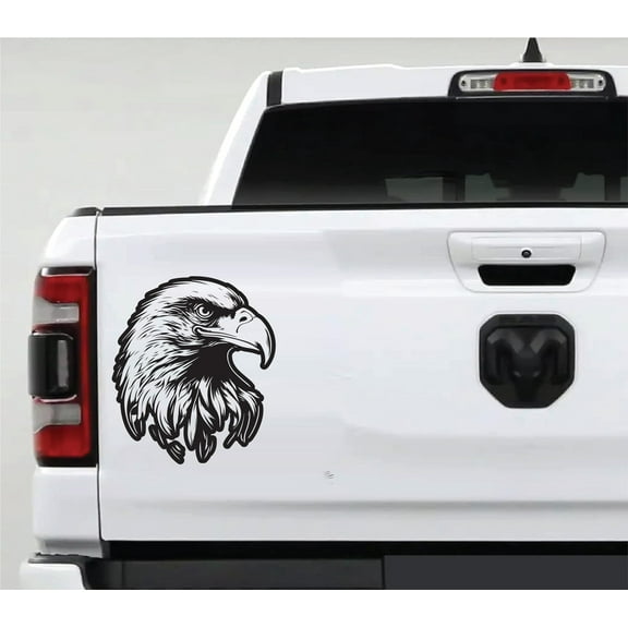 AnyStickerYouWant - God Bless America Badass American Bald Wicked Eagle Head Tailgate Vinyl Decal Sticker Compatible with Most Pickup Trucks and Cars 17" Tall FAFO