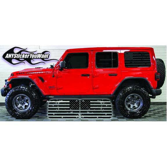 AnyStickerYouWant - Hardtop Window USA Distressed Flag Decals Vinyl Distressed American Flag Stickers Compatible with and Fits Jeep Wrangler 2018-2021 JLU 4 Door, 1 Pair