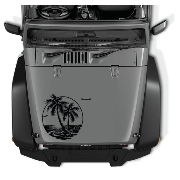 AnyStickerYouWant - Hawaiian Smashing Wave Beach Theme Vinyl Decal Sticker, 22" Tall Waterproof Vinyl Hood Decal - Fits on & Compatible with Jeep Wrangler & Jeep Gladiator