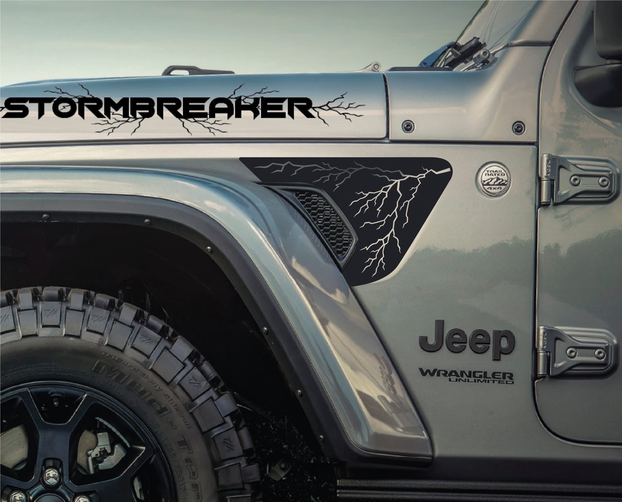 AnyStickerYouWant - Lightning Fender Vent Vinyl Decal Sticker Fits & Compatible with Jeep Wrangler JL/Jeep Gladiator JT 2018+ Lightning Decal Print