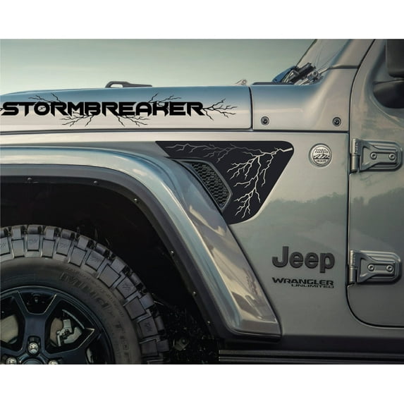 AnyStickerYouWant - Lightning Fender Vent Vinyl Decal Sticker Fits & Compatible with Jeep Wrangler JL/Jeep Gladiator JT 2018+ Lightning Decal Print