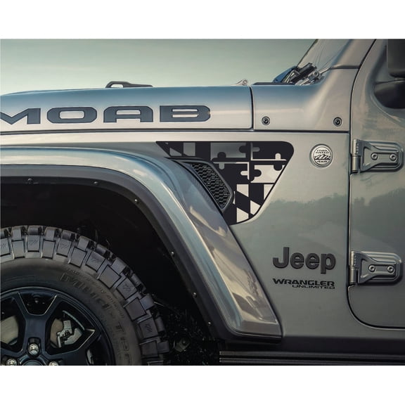 AnyStickerYouWant - Maryland Flag Fender Vent Vinyl Decal Sticker Fits & Compatible with Jeep Wrangler JL/Jeep Gladiator JT 2018+ Maryland Flag Decal