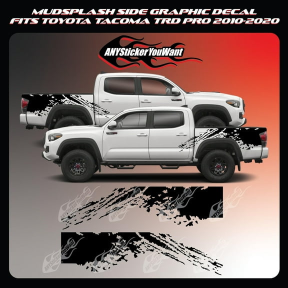 AnyStickerYouWant - Mud Splash Vinyl Side Graphic Decal Compatible with and Fits Toyota Tacoma TRD Pro 2010-2020
