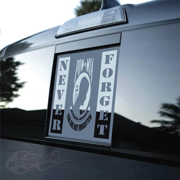 AnyStickerYouWant - POW MIA You are Not Forgotten USA American Flag Vinyl Decal 5 Rear Sliding Window POW Flag Sticker Fits Any Truck or Vehicle 11"X 14.875"