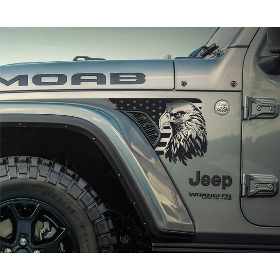 AnyStickerYouWant - Proud to be American Bald Eagle Fender Vent Vinyl Decal Sticker Fits & Compatible with Jeep Wrangler JL/Jeep Gladiator JT 2018+