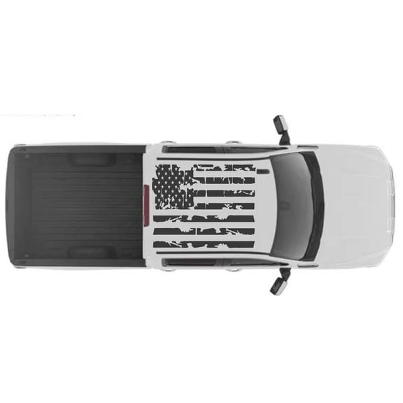 AnyStickerYouWant - Rooftop USA American Flag Decal Sticker Fits on & Compatible with GMC Sierra 2500 Truck - Truck Full Roof Flag Decal Sticker Kit - Distressed or Regular