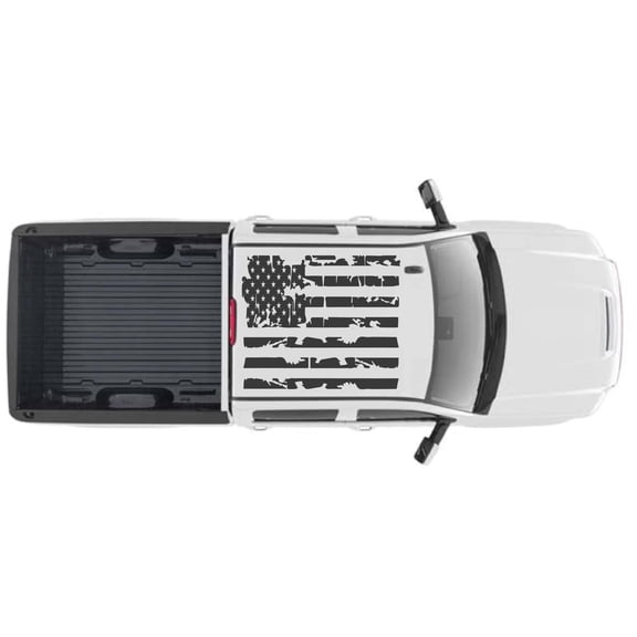 AnyStickerYouWant - Rooftop USA American Flag Decal Sticker Fits on & Compatible with GMC Sierra 3500 Truck - Truck Full Roof Flag Decal Sticker Kit - Distressed or Regular