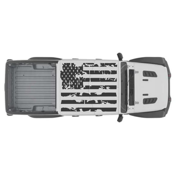 AnyStickerYouWant - Rooftop USA American Flag Decal Sticker Fits on & Compatible with Jeep Gladiator Truck - Full Roof Flag Decal Sticker Kit - Distressed or Regular
