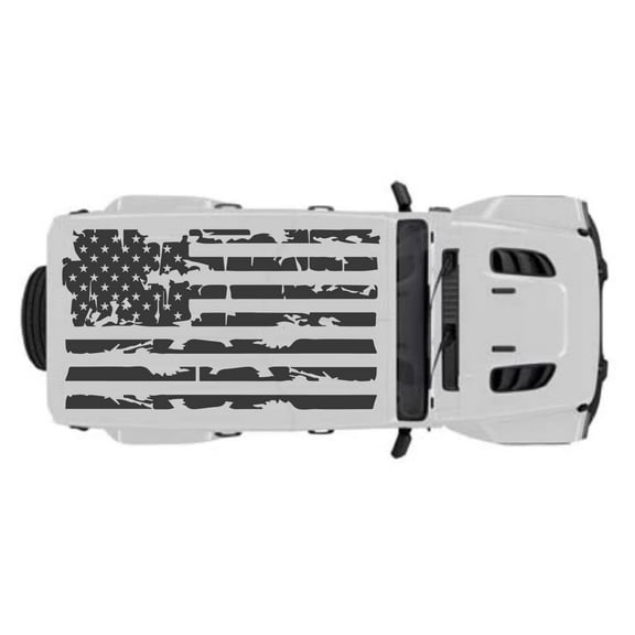 AnyStickerYouWant - Rooftop USA American Flag Decal Sticker Fits on & Compatible with Jeep Wrangler - Full Roof Flag Decal Sticker Kit - Distressed or Regular