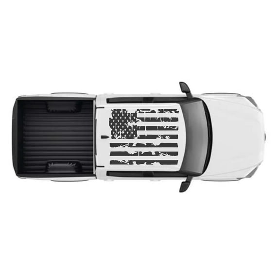 AnyStickerYouWant - Rooftop USA American Flag Decal Sticker Fits On & Compatible with Toyota Tundra Truck - Truck Full Roof Flag Decal Sticker Kit - Distressed or Regular