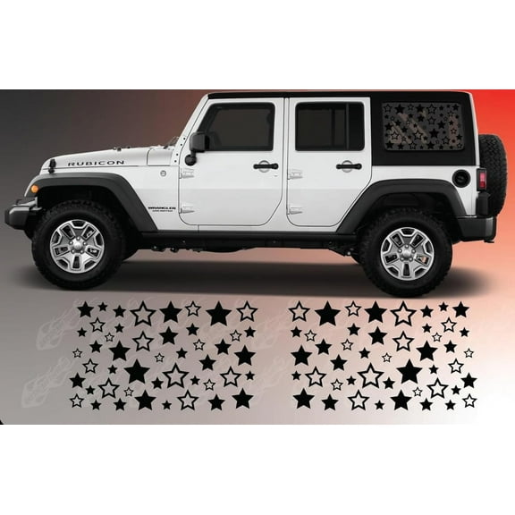 AnyStickerYouWant - Stars Pattern Side Rear Window Decal Sticker Set for Cars and Trucks Custom Made for Any Vehicle - Set of Two