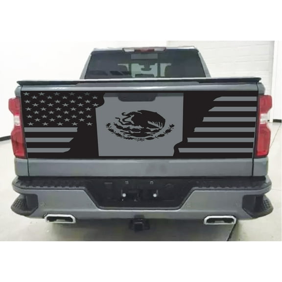 AnyStickerYouWant Tailgate USA American Mexican Flag Rear Door Decal Sticker Compatible with Any Large Pick up Truck Compatible with Almost Any Truck Tailgates 22.5" X 64"