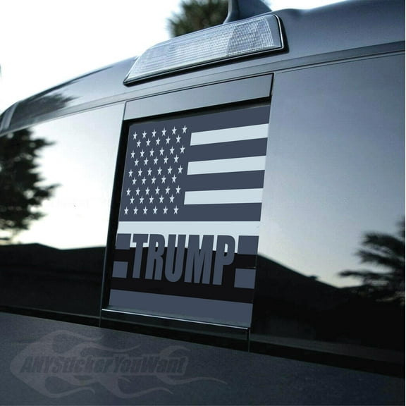 AnyStickerYouWant - Trump USA American Flag Vinyl Decal Rear Sliding Window Flag Sticker Fits Any Truck or Vehicle 11"X 14.875"