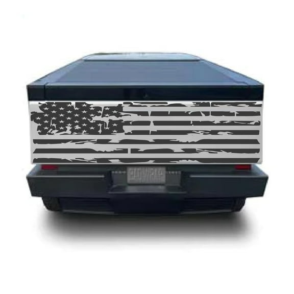 AnyStickerYouWant - USA American Flag Decal Sticker Fits On & Compatible with Tesla Cybertruck Tailgate - Truck Full Tailgate Flag Decal Sticker Kit Compitable with Cybertruck - Distressed or Regular
