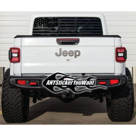 AnyStickerYouWant - USA Distressed American Flag Full Rear Window Vinyl Decal Fits Jeep Gladiator 2020+