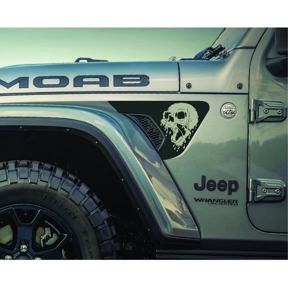 AnyStickerYouWant - Wicked Skull Dripping 3 Fender Vent Vinyl Decal Sticker Fits & Compatible with Jeep Wrangler JL/Jeep Gladiator JT 2018+ Rare Wicked Skull Dripping 3 Print
