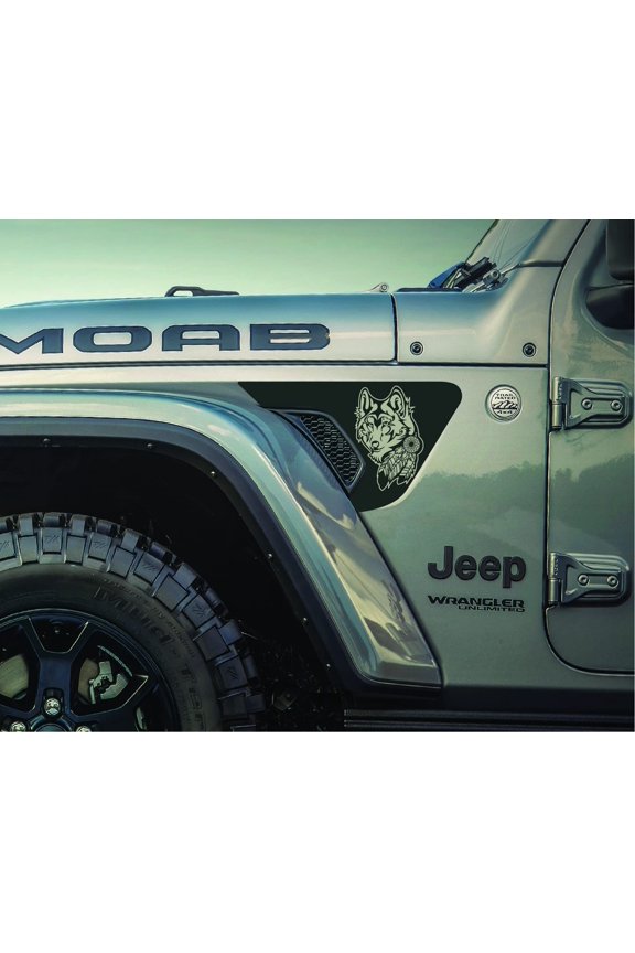 - Wicked Wolf Fender Vent Vinyl Decal Sticker Fits & Compatible with Jeep Wrangler JL/Jeep Gladiator JT 2018+ Rare Wicked Wolf Print