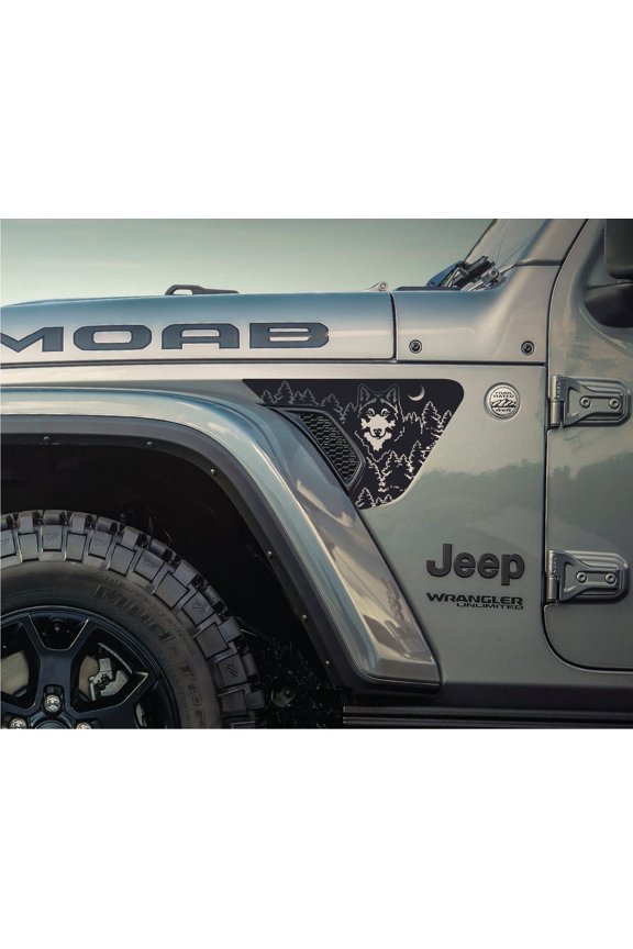 - Wolf Mountain Fender Vent Vinyl Decal Sticker Fits & Compatible with Jeep Wrangler JL/Jeep Gladiator JT 2018+ Wolf Mountain Scene Decal