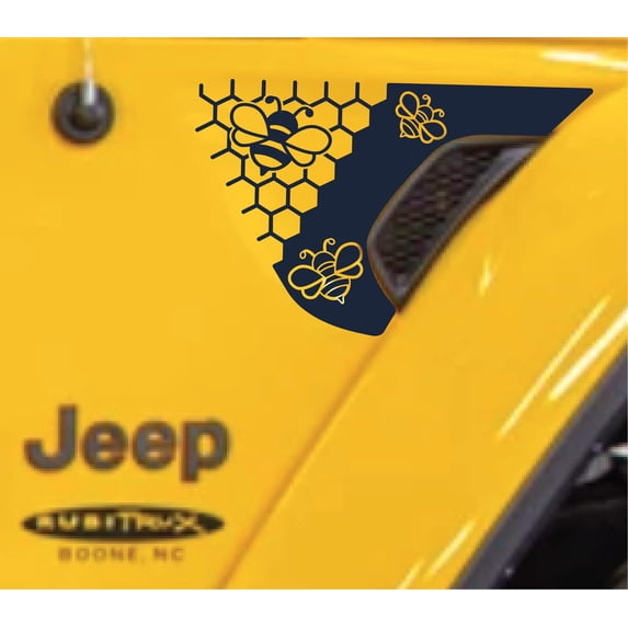 AnyStickerYouWant - x2 Honey Bee Fender Insert Vinyl Decal Sticker Compatible with and Fits Jeep Wrangler JL/Jeep Gladiator JT 2018+