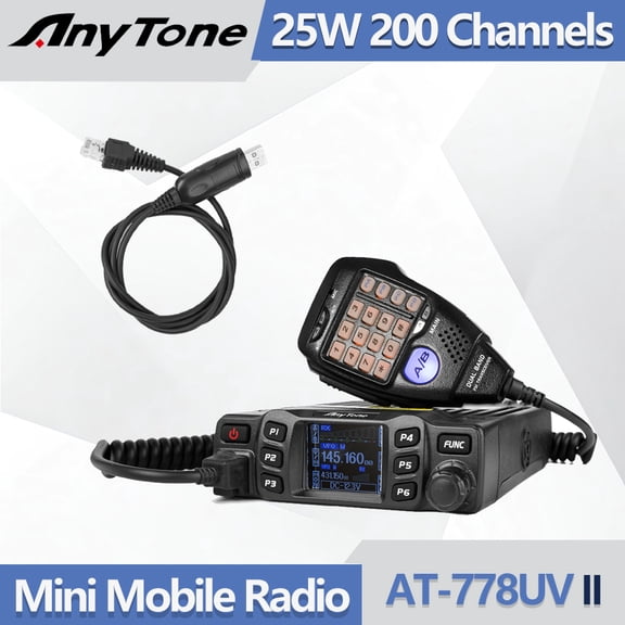 AnyTone AT-778UV VHF/UHF Dual Band Mobile Transceiver | Alloy Body with Cooling Fan | 25W, 200CH, VOX